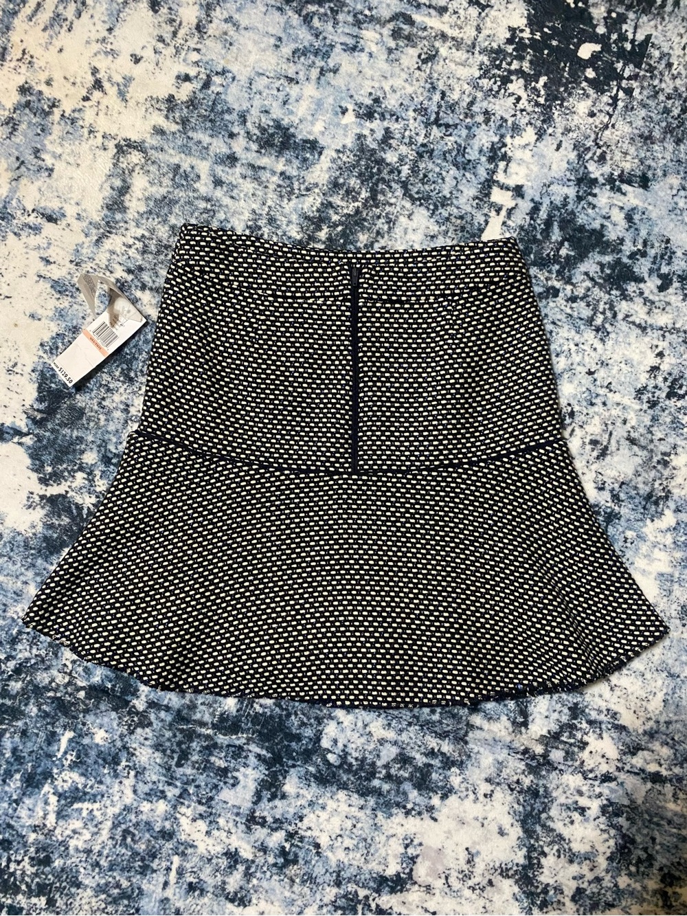 Tommy Hilfiger Womens 2 Plaid Flounce Trumpet Skirt Black Blue White NWT